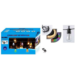 LED Αδιάβροχη Γιρλάντα 220V με 10 Λάμπες 10m RGB/Θερμό Λευκό και 9 Λειτουργίες RZ-211
