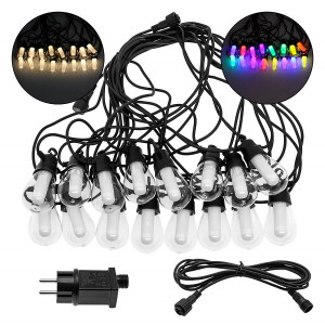 LED Αδιάβροχη Γιρλάντα 220V με 16 Λάμπες 15m RGB/Θερμό Λευκό και 9 Λειτουργίες RZ-212