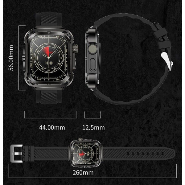 Z85 Max Big 2.04 3 Straps Smartwatch με Παλμογράφο Μαύρο