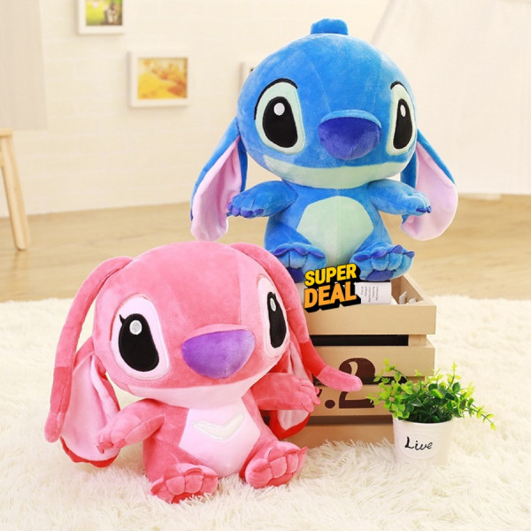 Σετ 2 τμχ Λούτρινα Disney Ροζ και Μπλε Anime Lilo and Stitch 32cm 1440-86230BP