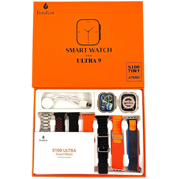 S 100 ultra smartwatch 7 In 1 Strap Series 9 49mm Screen Λευκό