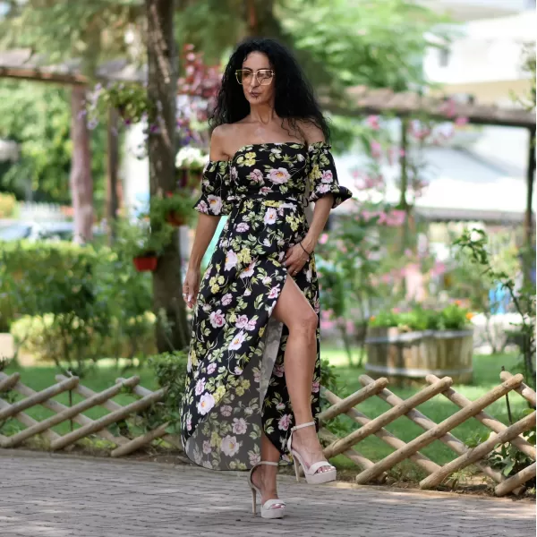 ΓΥΝΑΙΚΕΙΟ ΦΟΡΕΜΑ FLORAL  BOHO MOHICANS 22107 ΜΑΥΡΟ