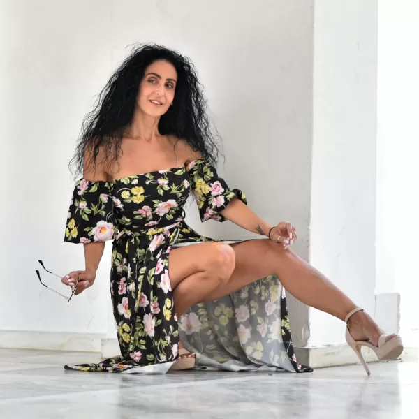 ΓΥΝΑΙΚΕΙΟ ΦΟΡΕΜΑ FLORAL  BOHO MOHICANS 22107 ΜΑΥΡΟ