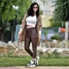 ΨΗΛΟΜΕΣΟ ΠΑΝΤΕΛΟΝΙ ΔΕΡΜΑΤΙΝΗ MOHICANS 3283 ΚΑΦΕ