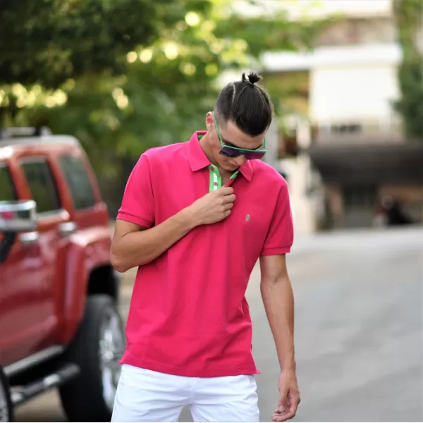 ΑΝΔΡΙΚΟ POLO SHIRT ΜΟΝΟΧΡΩΜΟ MOHICANS 430.ΦΟΥΞΙΑ