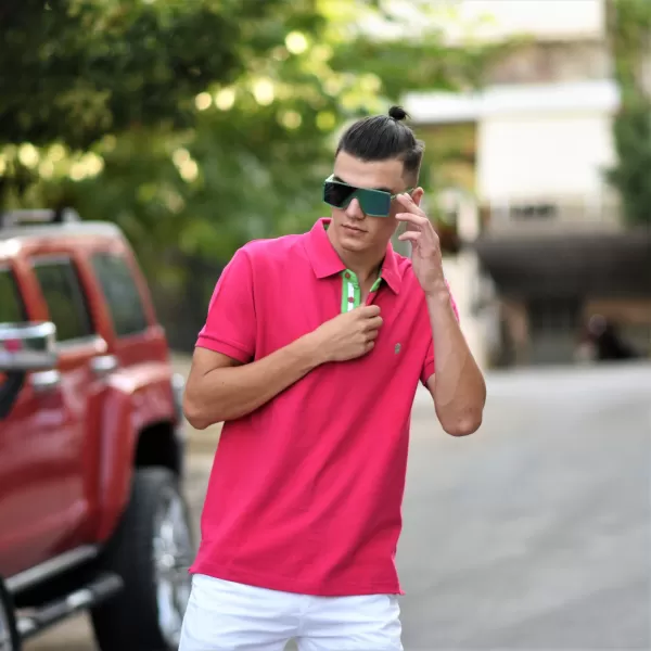 ΑΝΔΡΙΚΟ POLO SHIRT ΜΟΝΟΧΡΩΜΟ MOHICANS 430.ΦΟΥΞΙΑ