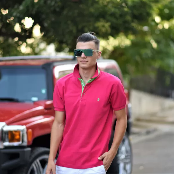 ΑΝΔΡΙΚΟ POLO SHIRT ΜΟΝΟΧΡΩΜΟ MOHICANS 430.ΦΟΥΞΙΑ
