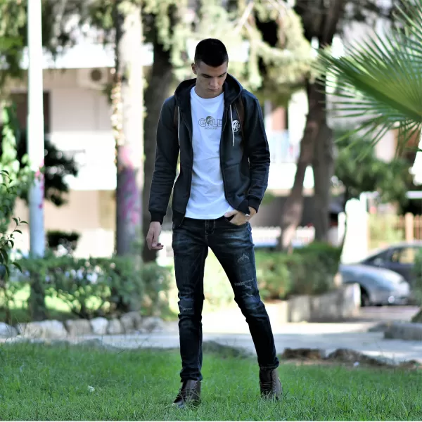 ΑΝΔΡΙΚΟ ΠΑΝΤΕΛΟΝΙ JEANS ΜΕ ΣΚΙΣΙΜΑΤΑ MOHICANS FT636 ΜΠΛΕ