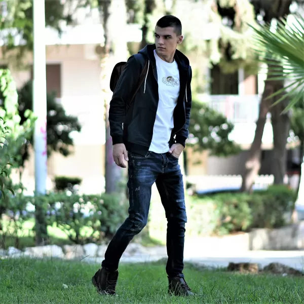 ΑΝΔΡΙΚΟ ΠΑΝΤΕΛΟΝΙ JEANS ΜΕ ΣΚΙΣΙΜΑΤΑ MOHICANS FT636 ΜΠΛΕ