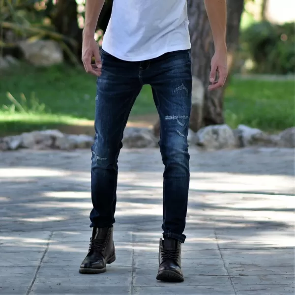 ΑΝΔΡΙΚΟ ΠΑΝΤΕΛΟΝΙ JEANS ΜΕ ΣΚΙΣΙΜΑΤΑ MOHICANS FT636 ΜΠΛΕ