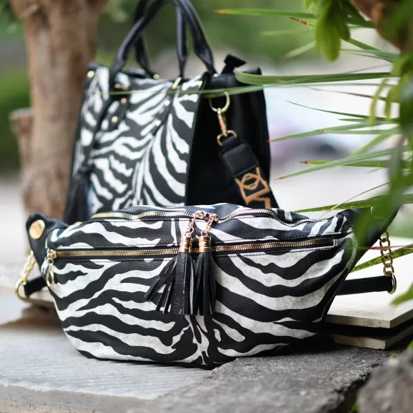 ΓΥΝΑΙΚΕΙΟ BUM BAG ΤΣΑΝΤΑΚΙ ΔΕΡΜΑΤΙΝΗ MOHICANS G159 ΖΕΒΡΑ 