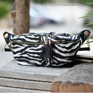 ΓΥΝΑΙΚΕΙΟ BUM BAG ΤΣΑΝΤΑΚΙ ΔΕΡΜΑΤΙΝΗ MOHICANS G159 ΖΕΒΡΑ 