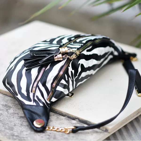 ΓΥΝΑΙΚΕΙΟ BUM BAG ΤΣΑΝΤΑΚΙ ΔΕΡΜΑΤΙΝΗ MOHICANS G159 ΖΕΒΡΑ 