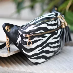 ΓΥΝΑΙΚΕΙΟ BUM BAG ΤΣΑΝΤΑΚΙ ΔΕΡΜΑΤΙΝΗ MOHICANS G159 ΖΕΒΡΑ 
