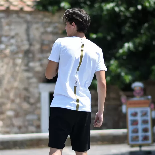 ΑΝΔΡΙΚΗ ΜΠΛΟΥΖΑ T-SHIRT ΛΑΙΜΟΣ ΛΟΓΟΤΥΠΟ GOLD MOHICANS  MCNS15 ΑΣΠΡΟ