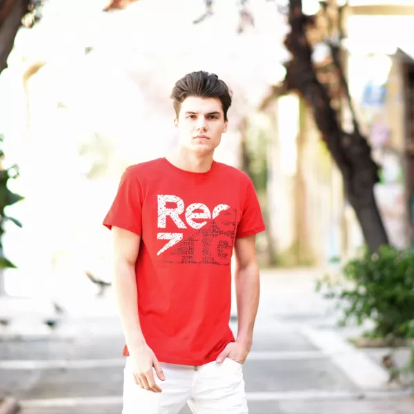 ΑΝΔΡΙΚΗ ΜΠΛΟΥΖΑ T-SHIRT ΛΑΙΜΟΣ ΣΤΑΜΠΑ MOHICANS R21.RED 