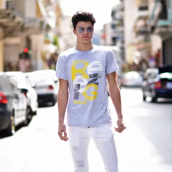 ΑΝΔΡΙΚΗ ΜΠΛΟΥΖΑ T-SHIRT ΛΑΙΜΟΣ ΣΤΑΜΠΑ MOHICANS RE19.GRAY 