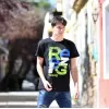 ΑΝΔΡΙΚΗ ΜΠΛΟΥΖΑ T-SHIRT ΛΑΙΜΟΣ ΣΤΑΜΠΑ MOHICANS RE19 ΜΑΥΡΟ