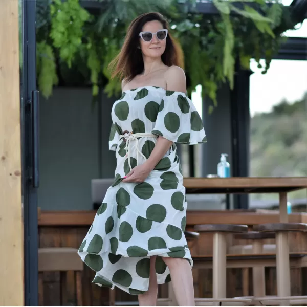 ΓΥΝΑΙΚΕΙΟ ΦΟΡΕΜΑ ΜΑΚΡΥ ΕΞΩ ΩΜΟ BOHO MOHICANS T2201 ΛΕΥΚΟ