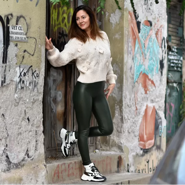 ΓΥΝΑΙΚΕΙΟ ΠΛΕΚΤΟ ΛΑΙΜΟ V ΜΑΚΡΥ ΜΑΝΙΚΙ MOHICANS X5830.BEIGE