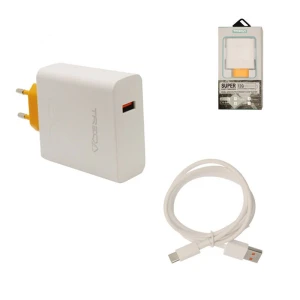 Treqa Φορτιστής και Καλώδιο USB-C 120W Quick Charge 3.0 Λευκός CH-646