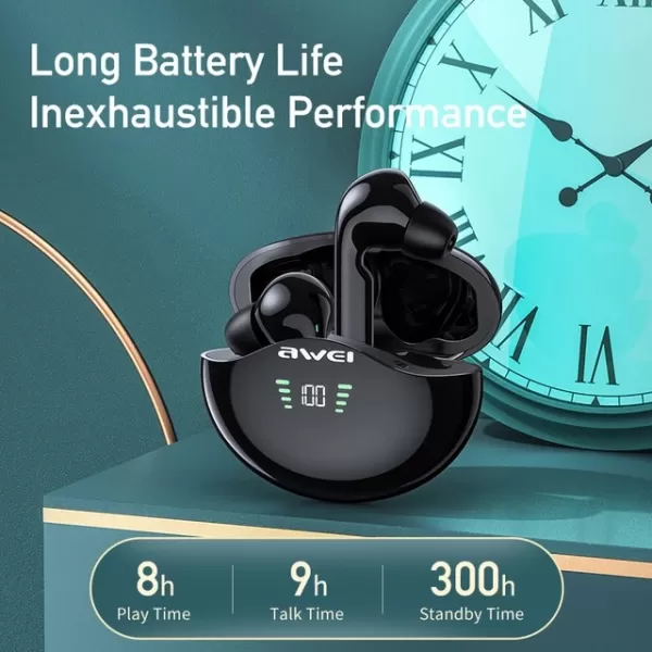 ΑΣΥΡΜΑΤΑ  ΑΚΟΥΣΤΙΚΑ BLUETOOTH ΜΕ ΚΟΥΤΙ ΦΟΡΤΙΣΗΣ AWEI TWS T12P.ΜΑΥΡΟ