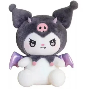 Λούτρινο Prilep Kuromi Sanrio Demon με κέρατα φτερά και κουβέρτα 55cm 1440-50540 Μαύρο