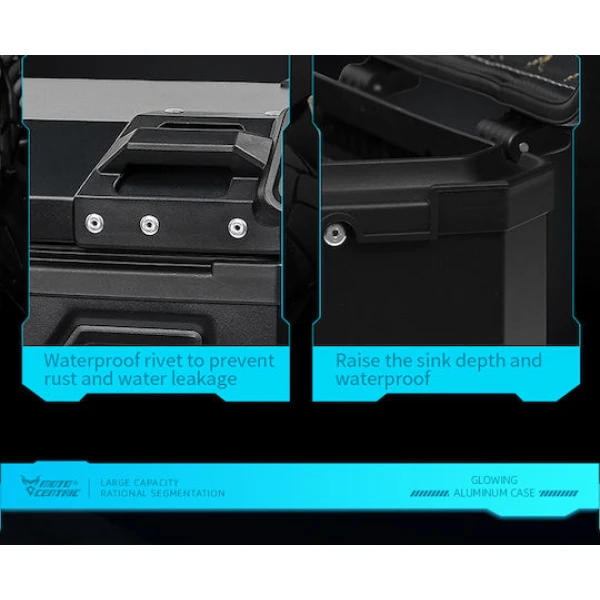 MotoCentric Aluminium Μοτοσυκλέτας Αλουμινίου Top Case 45lt MC-45-001-BK-GN Black