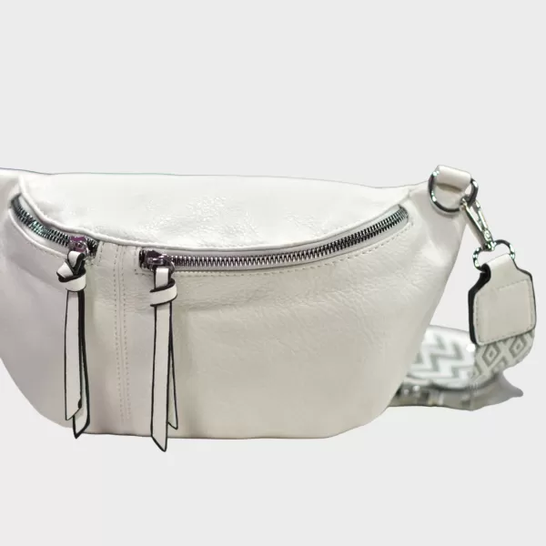 ΓΥΝΑΙΚΕΙΟ BUM BAG ΤΣΑΝΤΑΚΙ ΔΕΡΜΑΤΙΝΗ MOHICANS 120-2 ΛΕΥΚΟ