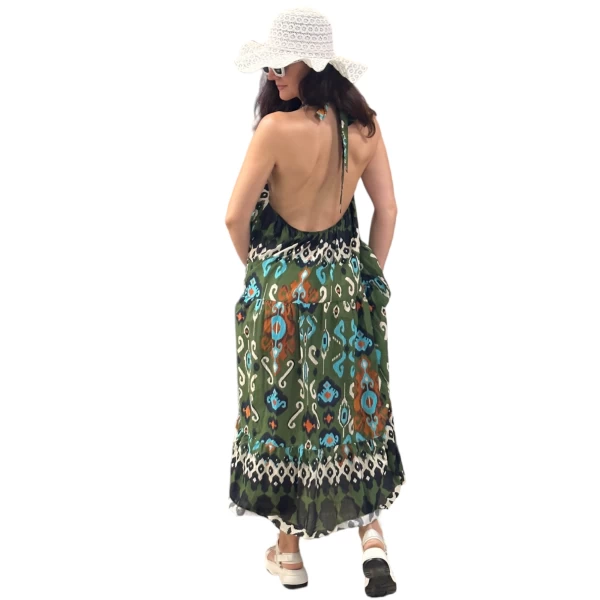 Γυναικείο φόρεμα Maxi All Day με Τιράντα Mohicans 307 Πράσινο