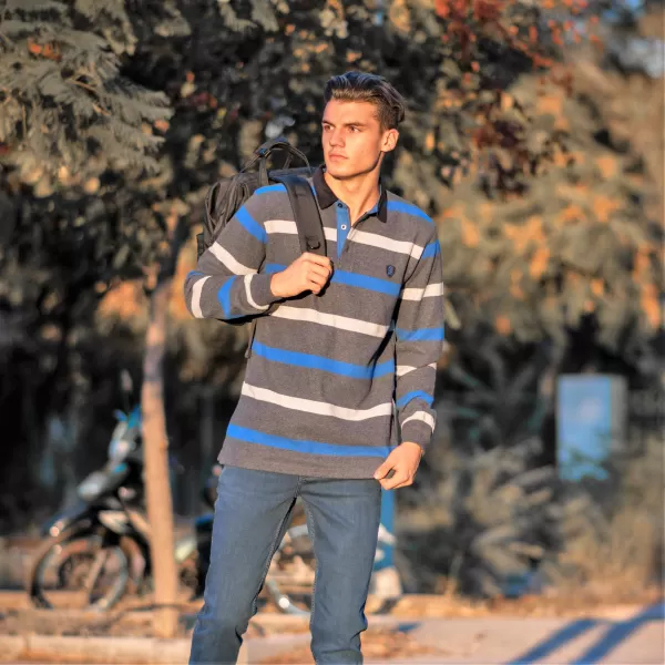 ΑΝΔΡΙΚΟ POLO ΜΠΛΟΥΖΑ ΜΕ ΡΙΓΕΣ MOHICANS 325 ΜΠΛΕ