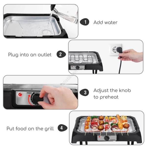 Ηλεκτρική ψησταριά με βάση Aigostar 2000W/230V VDE/ LAVA PRO 4822 Μαύρο