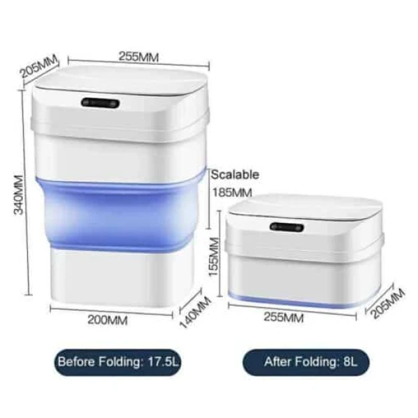 Smart Sensor Folding Trash Can Πλαστικό Καλαθάκι Μπάνιου 17.5lt με Αισθητήρα Κίνησης BS-00305 Μπλέ