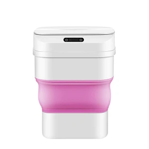 Smart Sensor Folding Trash Can Πλαστικό Καλαθάκι Μπάνιου 17.5lt με Αισθητήρα Κίνησης BS-00305 Ροζ