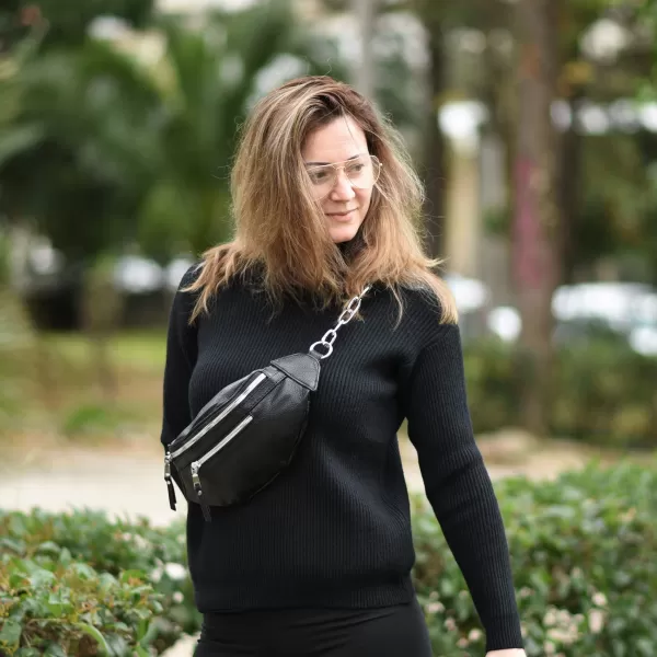 ΓΥΝΑΙΚΕΙΟ BUM BAG ΤΣΑΝΤΑΚΙ ΔΕΡΜΑΤΙΝΗ MOHICANS PB-726 ΜΑΥΡΟ