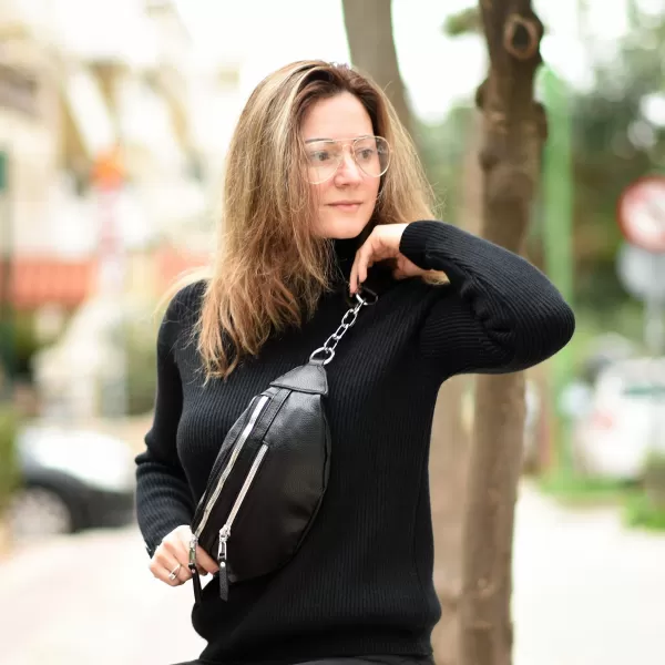 ΓΥΝΑΙΚΕΙΟ BUM BAG ΤΣΑΝΤΑΚΙ ΔΕΡΜΑΤΙΝΗ MOHICANS PB-726 ΜΑΥΡΟ