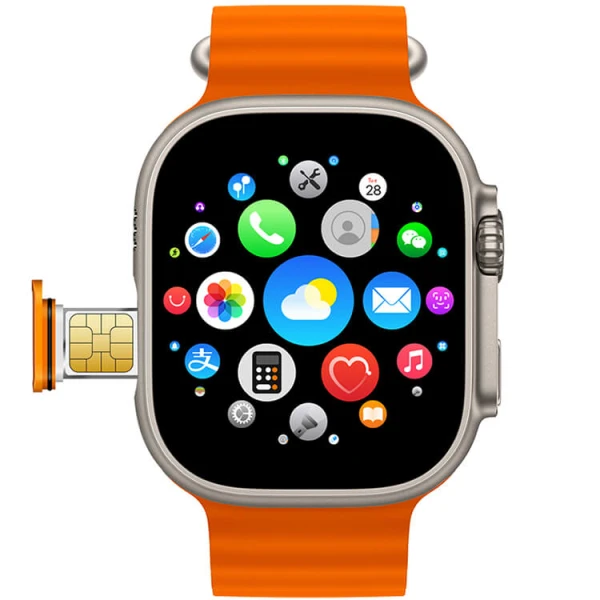 HK Ultra One Smartwatch 4G+5G Πλήρης Κάρτα Δικτύου 2.02 AMOLED Screen Multiple Positioning Ditinerations Πορτοκαλί