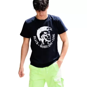 ΑΝΔΡΙΚΗ ΜΠΛΟΥΖΑ T-SHIRT ΛΑΙΜΟΣ ΣΤΑΜΠΑ MOHICANS MCNS06.ΜΠΛΕ
