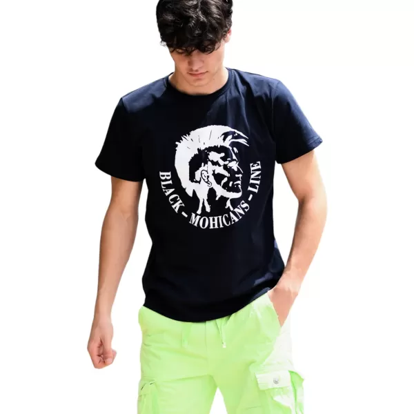 ΑΝΔΡΙΚΗ ΜΠΛΟΥΖΑ T-SHIRT ΛΑΙΜΟΣ ΣΤΑΜΠΑ MOHICANS MCNS06.ΜΠΛΕ