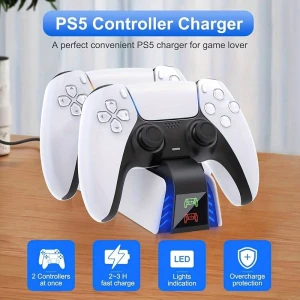 Roar Dual Charging Station Βάση Φόρτισης για 2 χειριστήρια PS5 με φωτισμό LED SND-462A Λευκή