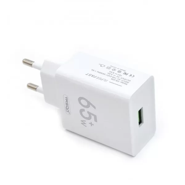 TYPE-C ΦΟΡΤΙΣΤΗΣ ΜΕ ΘΥΡΑ USB-A ΚΑΙ ΚΑΛΩΔΙΟ USB-C 65W CS-228.ΛΕΥΚΟ