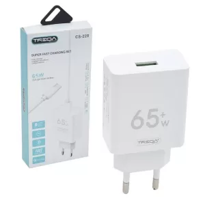 TYPE-C ΦΟΡΤΙΣΤΗΣ ΜΕ ΘΥΡΑ USB-A ΚΑΙ ΚΑΛΩΔΙΟ USB-C 65W CS-228.ΛΕΥΚΟ