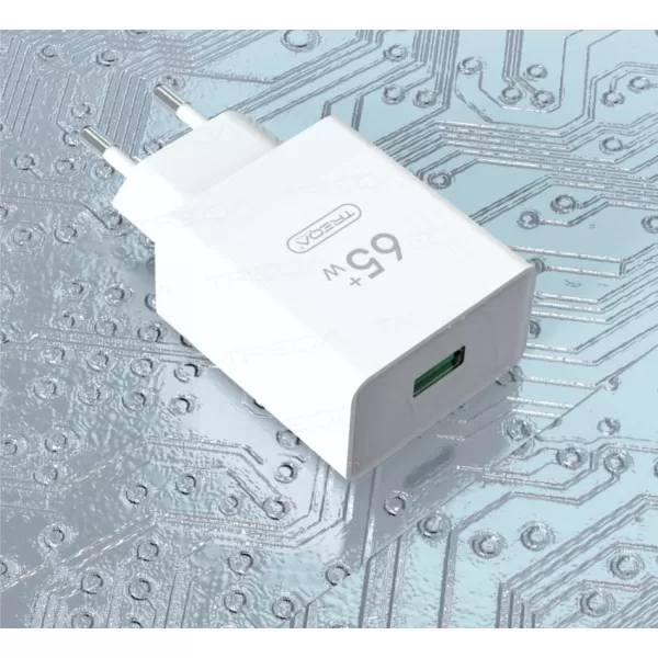TYPE-C ΦΟΡΤΙΣΤΗΣ ΜΕ ΘΥΡΑ USB-A ΚΑΙ ΚΑΛΩΔΙΟ USB-C 65W CS-228.ΛΕΥΚΟ