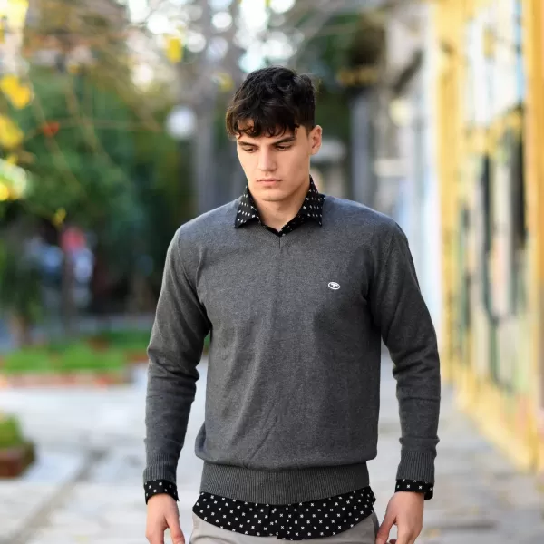 ΑΝΔΡΙΚΟ ΠΛΕΚΤΟ ΛΑΙΜΟΣ COTTON MOHICANS V351 ΓΚΡΙ
