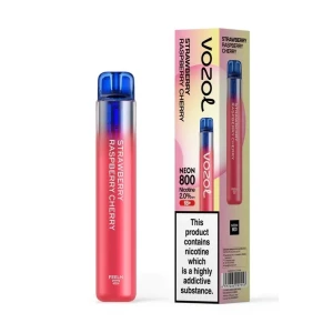 Vozol Neon 800 Strawberry Raspberry Cherry Ηλεκτρονικό Τσιγάρο μιας Χρήσης 800 Εισπνοών 2ml 20mg 
