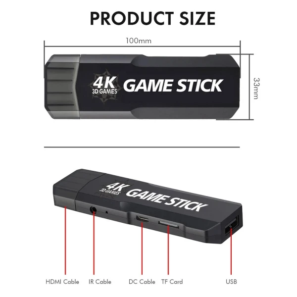 Retro Games Console, X2 Plus Game Stick Retro Console 2 ασύρματα χειριστήρια, 40000+ παιχνίδια, 64 GB X2 Μαύρο