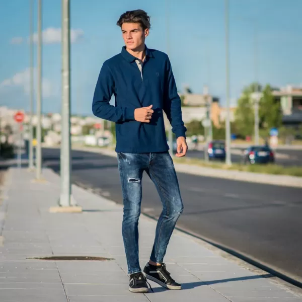 ΑΝΔΡΙΚΟ ΠΑΝΤΕΛΟΝΙ JEANS ΜΕ ΣΚΙΣΙΜΑΤΑ MOHICANS XYW100 ΜΠΛΕ 
