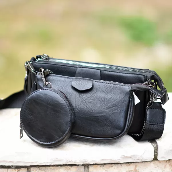 ΓΥΝΑΙΚΕΙΟ BUM BAG ΤΣΑΝΤΑΚΙ ΔΕΡΜΑΤΙΝΗ MOHICANS YF318 ΜΑΥΡΟ