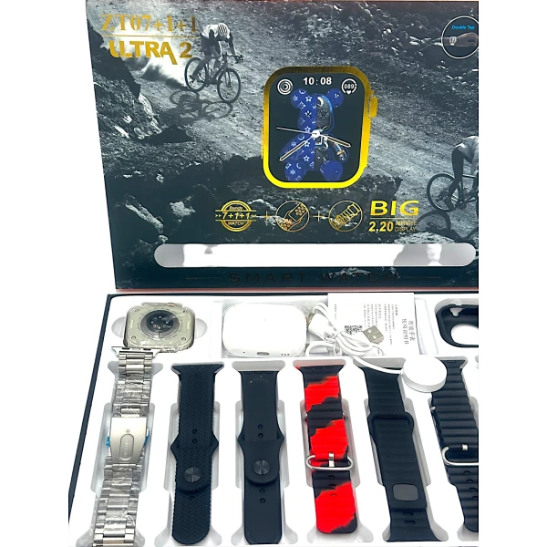 Smartwatch ZT07 Ultra Max 2,20" 49 χιλιοστών + Bluetooth HandsFree  Δώρο + τζαμάκι προστατευτικό Ασύρματη φόρτιση Αδιάβροχο 10 +1 σετ ανδρικό γυναικείο Μαύρο