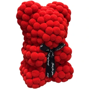Αρκουδάκι Κόκκινο με Κορδέλα και κουτί 25cm Pom Pom Foam flower 84790 Κόκκινο